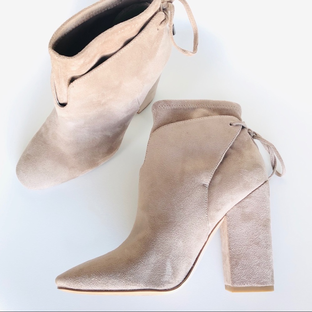 Kendall & Kylie Zola Beige Suede Ankle Booties
